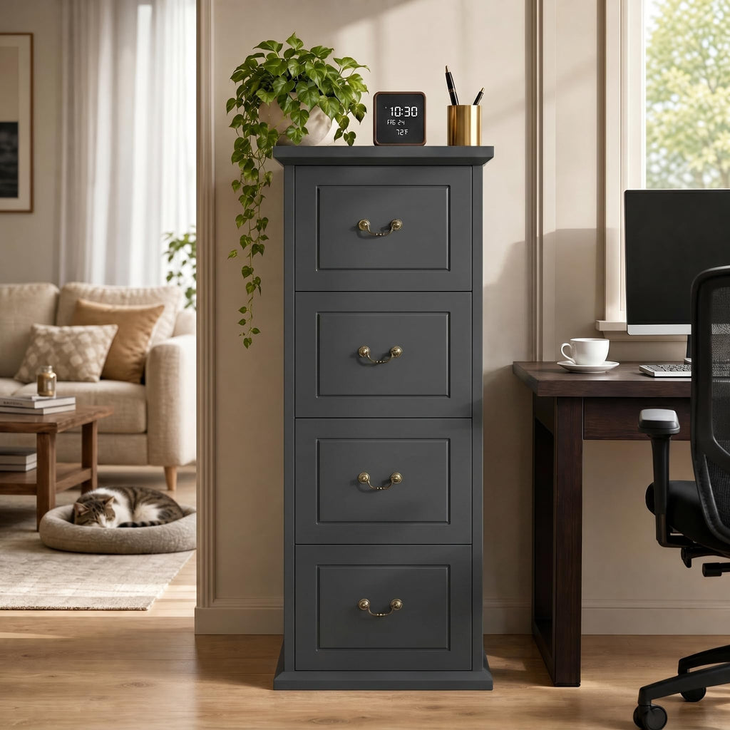 Wooden Vertical 4-Drawer File Cabinet S3291