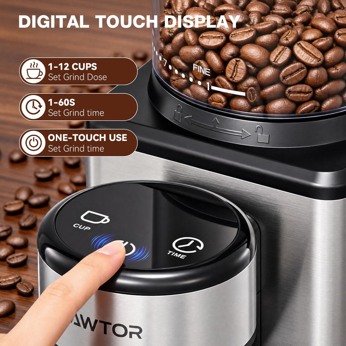 Conical Burr Coffee Bean Grinder, 25 Precise Settings, Anti-Static M335