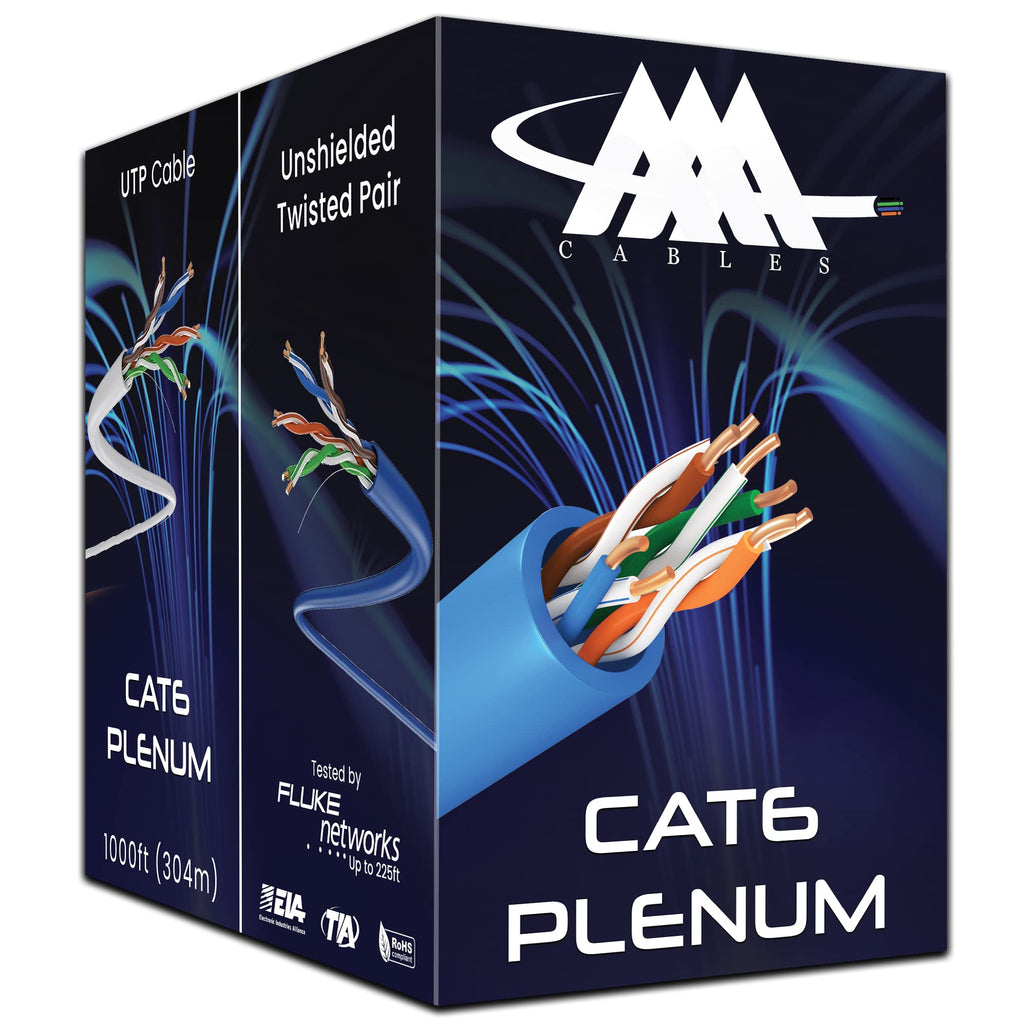 CAT6 Plenum Ethernet Cable 1000ft UTP 23AWG Blue Z3160