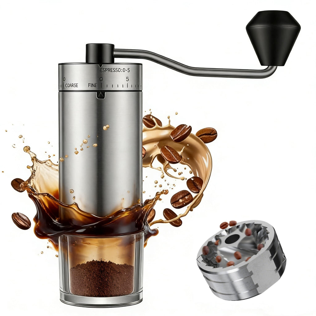 Manual Stainless Steel Conical Burr Coffee Grinder with Hand Crank J528473
