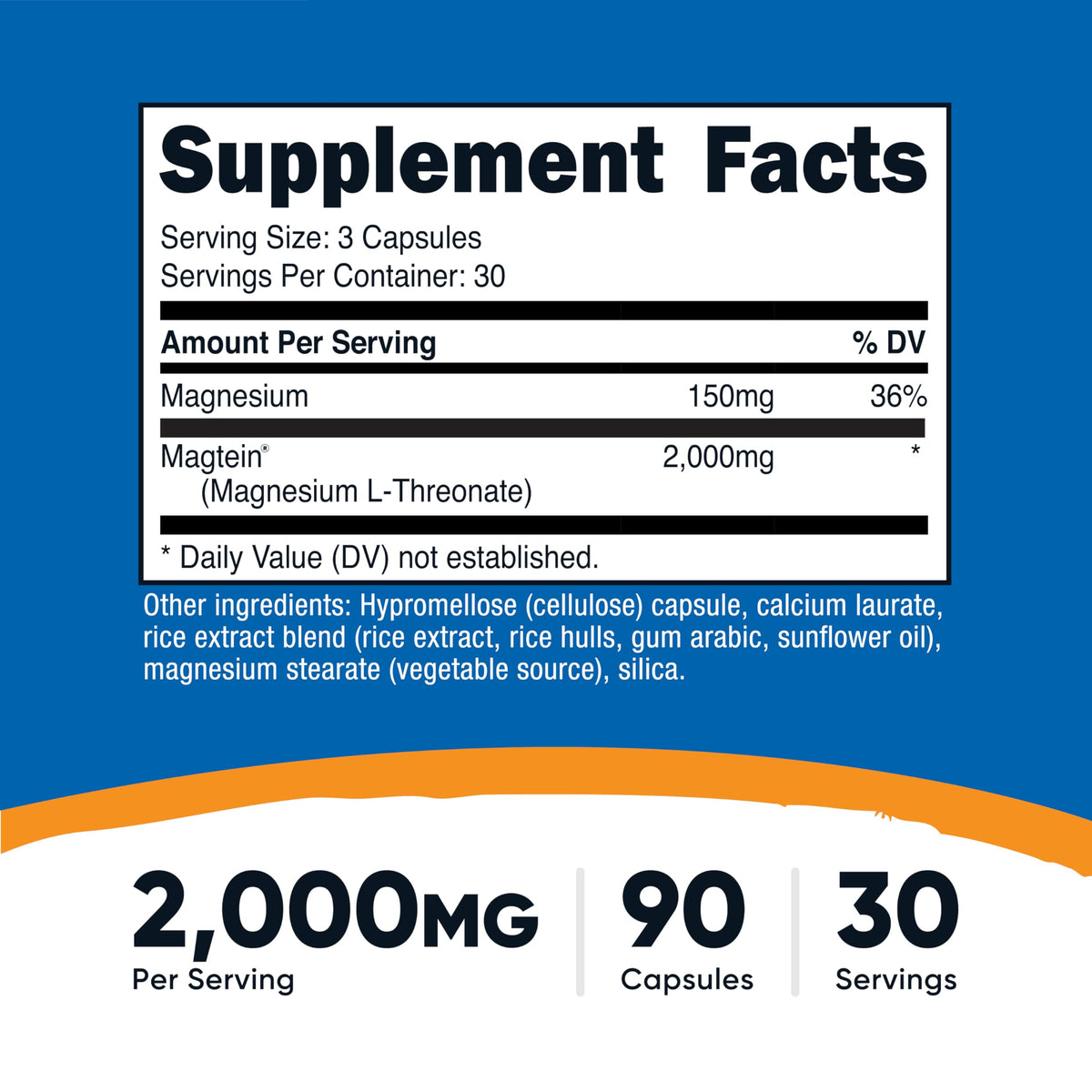 Magnesium L-Threonate 2,000mg 90 Capsules S216656