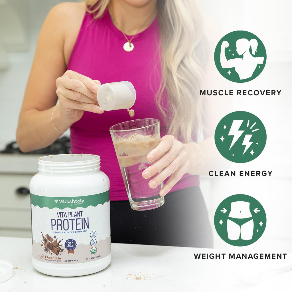 Plant Based Vegan Protein Powder with BCAAs & MCTs, Vanilla, 30 Servings W27772