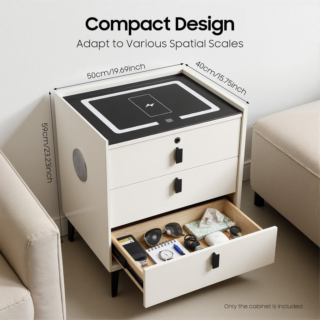 3-Drawer LED Nightstand with Wireless Charging Station L685