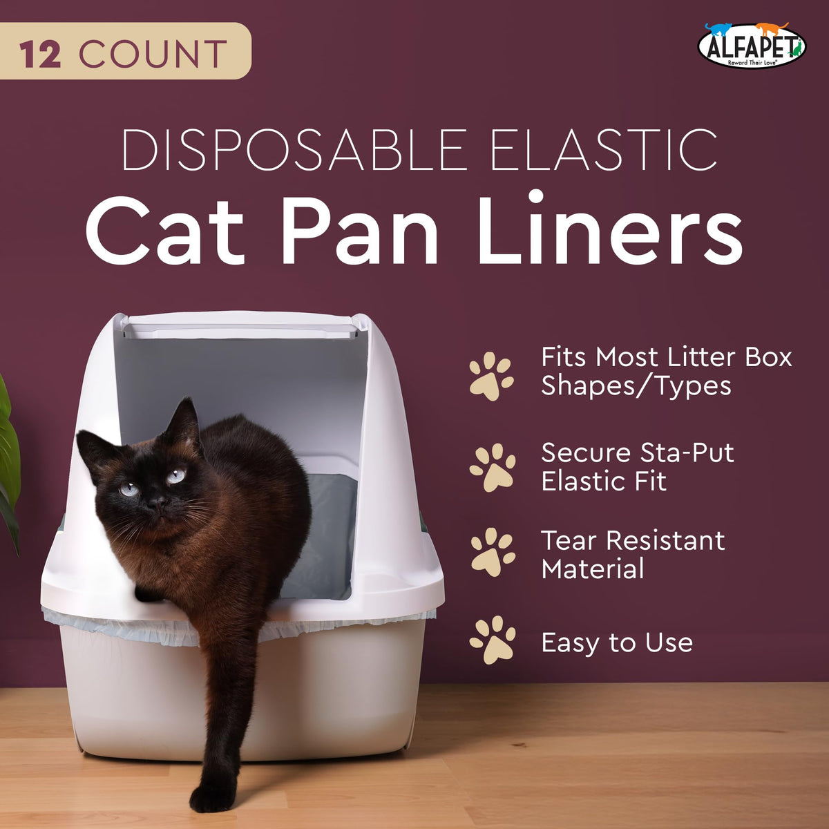 Cat Litter Box Liners Large 12 Count Tear-Resistant Waterproof X7404