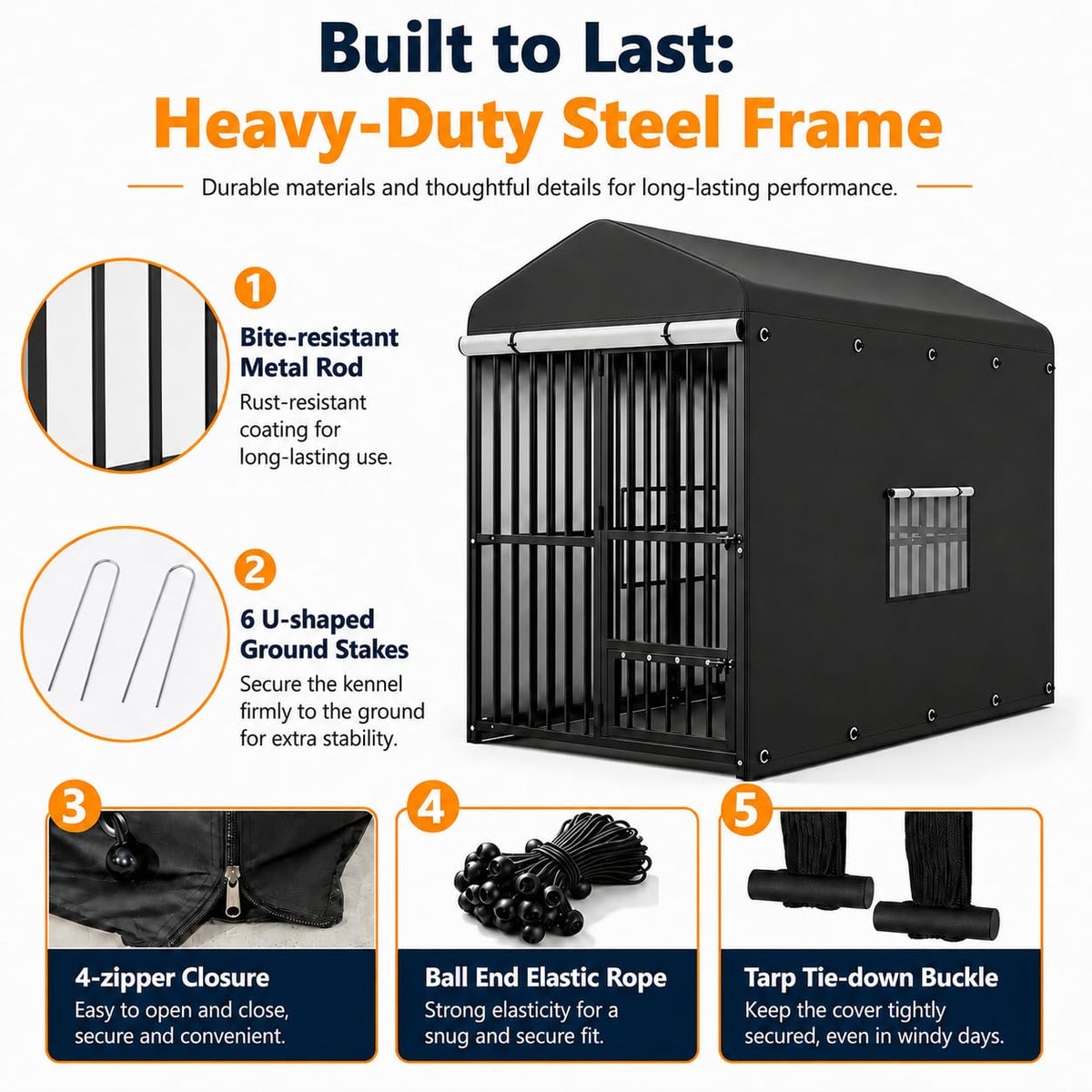 8x4 FT Heavy Duty Outdoor Dog Kennel with Full Cover R91202