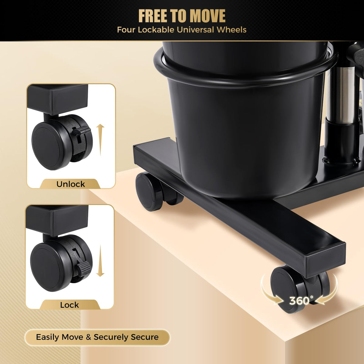 Portable Shampoo Bowl with Dual Buckets, Adjustable Height, Electric Pump, Foot Pedal Control, Black J8685