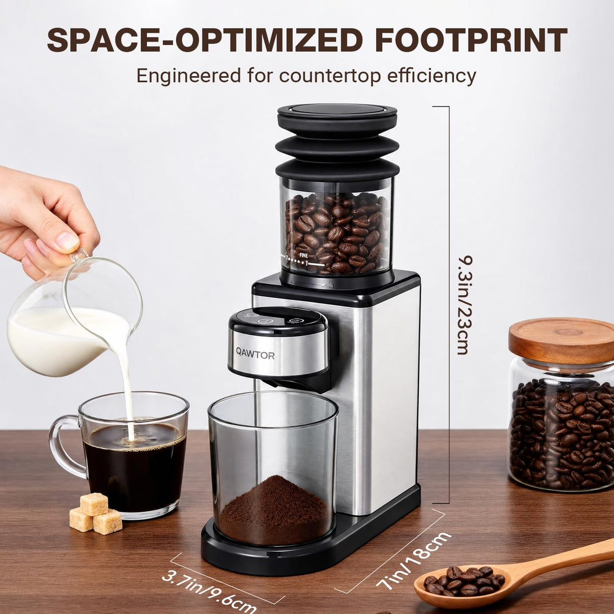 Conical Burr Coffee Bean Grinder, 25 Precise Settings, Anti-Static M335