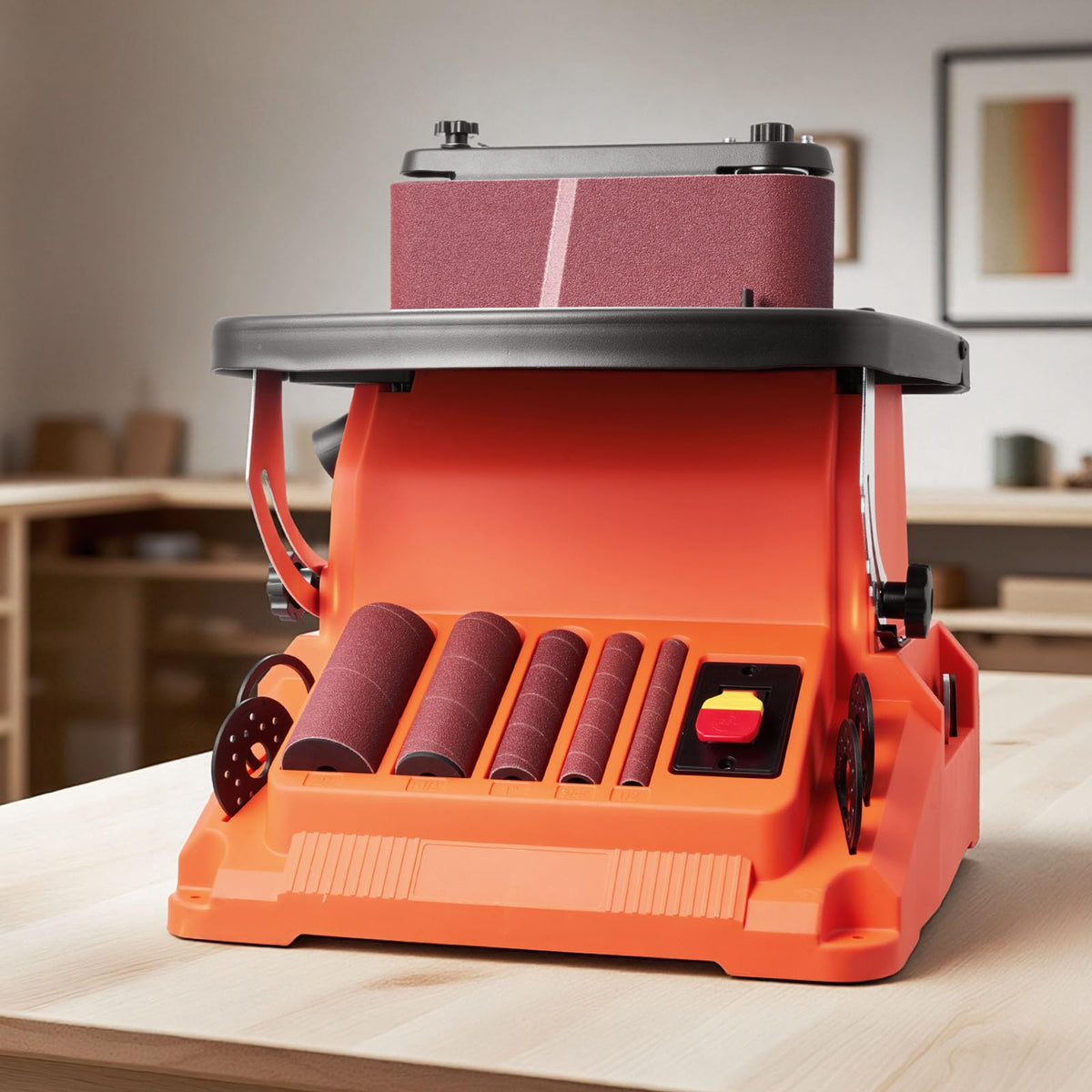 Oscillating Belt and Spindle Sander, 2400RPM Benchtop with 5 Sleeves & Sanding Belt V342