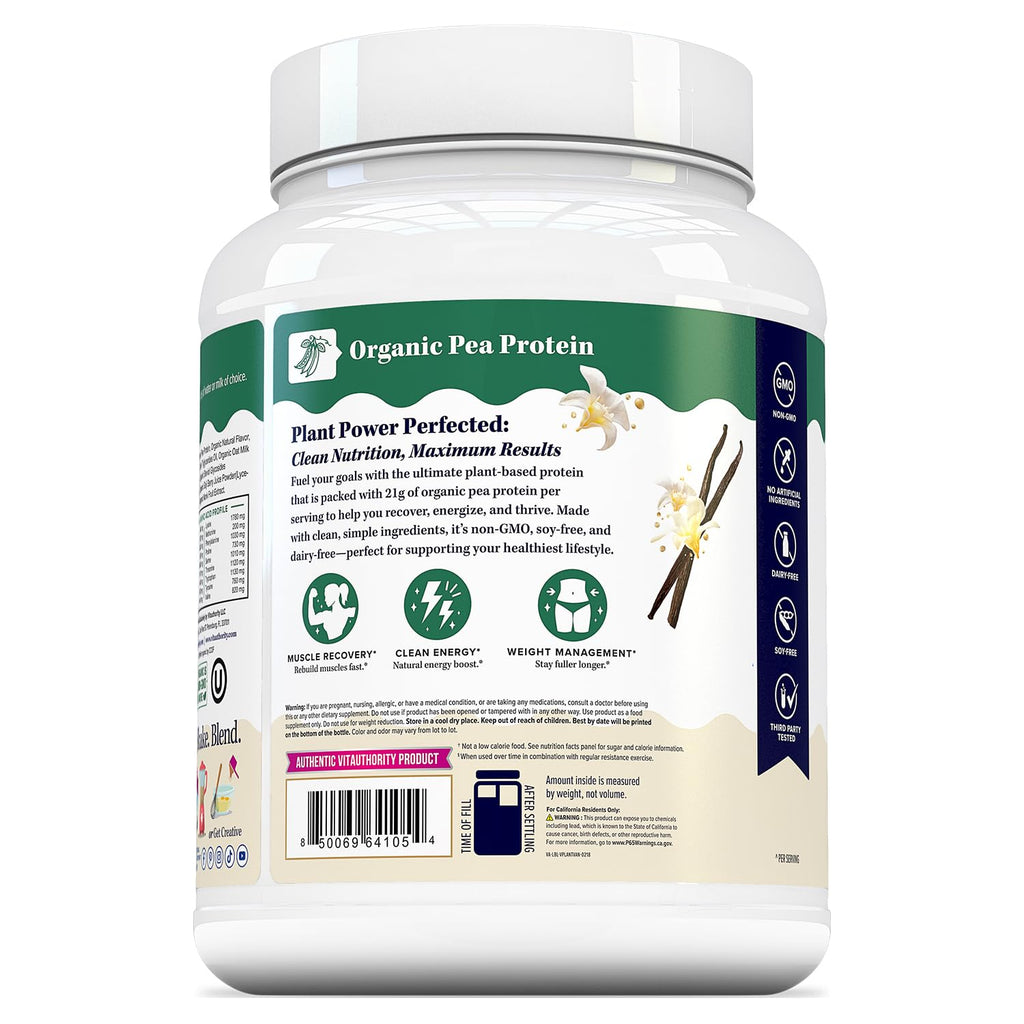 Plant Based Vegan Protein Powder with BCAAs & MCTs, Vanilla, 30 Servings W27772