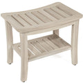Gray Teak Shower Bench with Shelf 21 Inch N6911