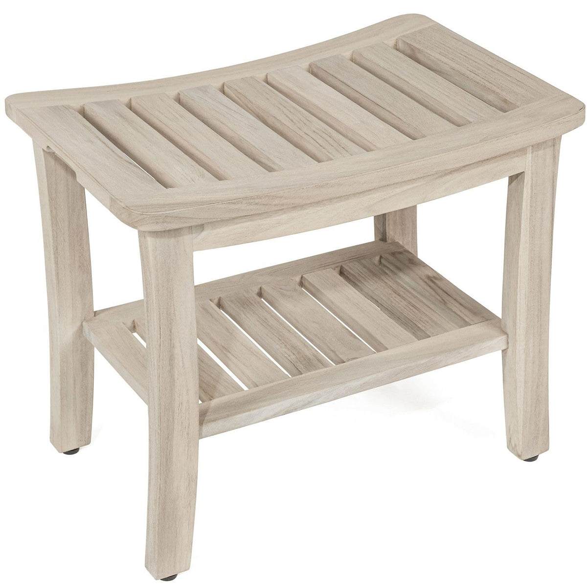 Gray Teak Shower Bench with Shelf 21 Inch N6911