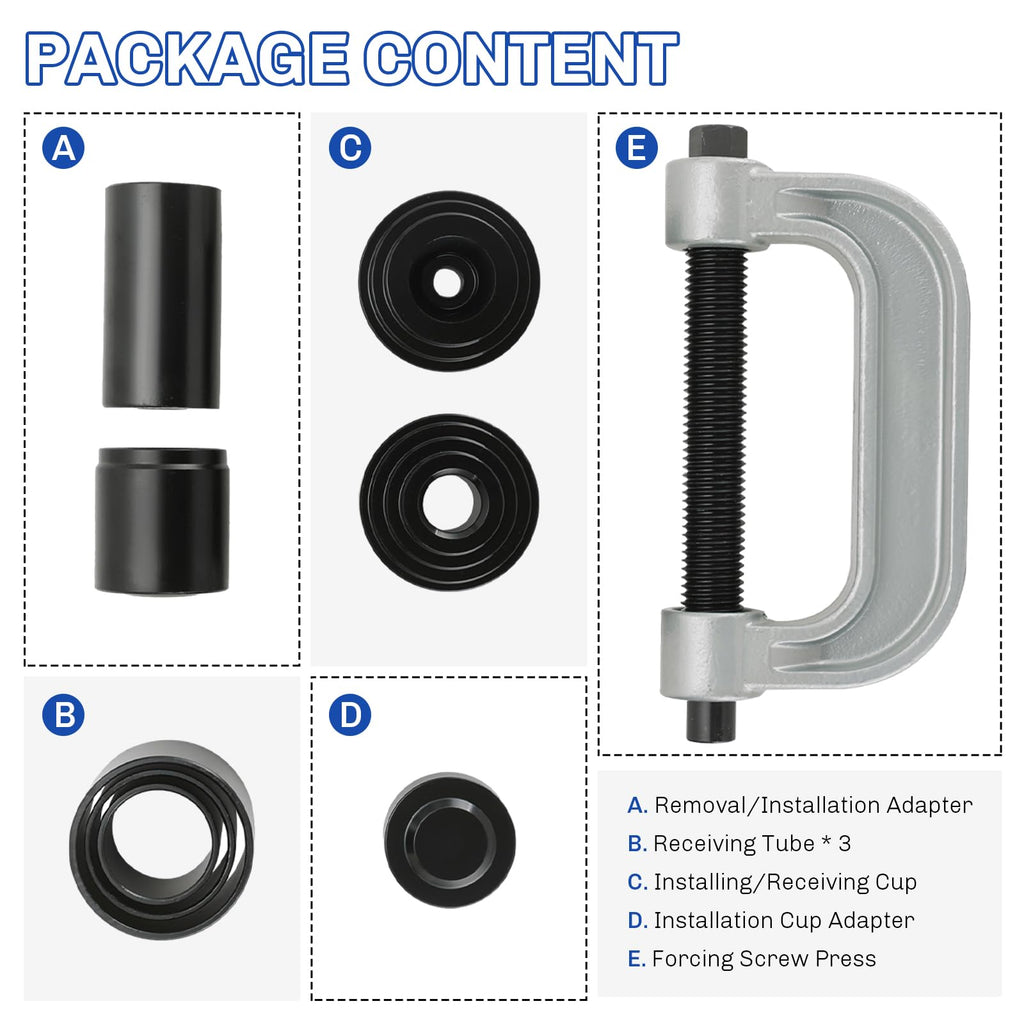 Heavy Duty Ball Joint Press and U Joint Removal Tool Kit & 1/2-Inch Drive Impact Socket Set P1130