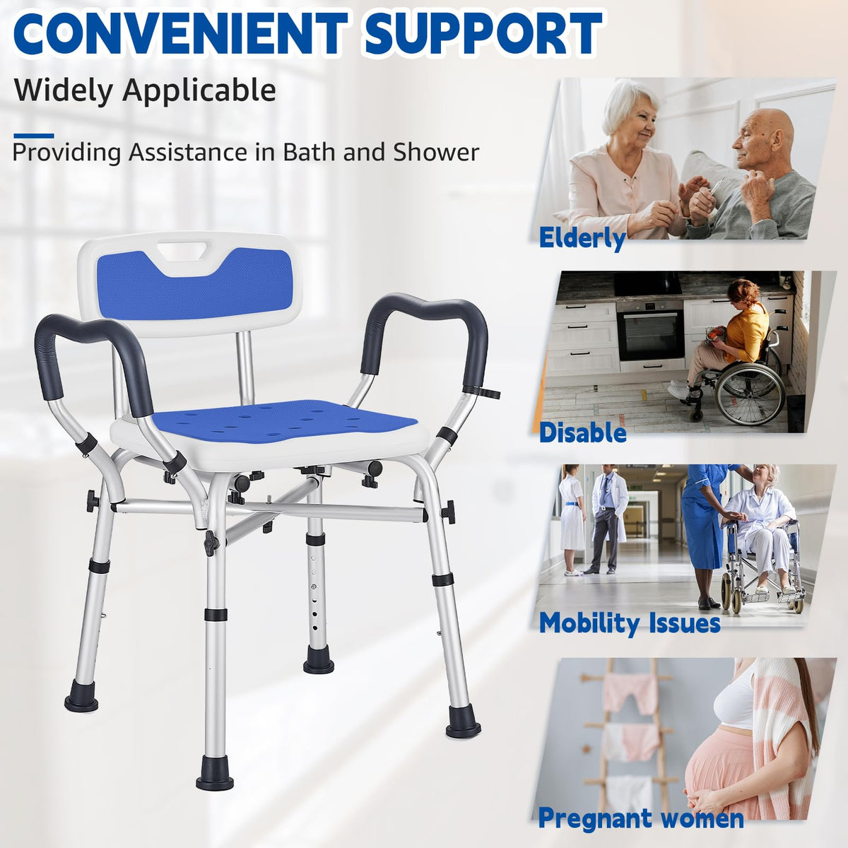 Blue Adjustable Shower Chair J3709