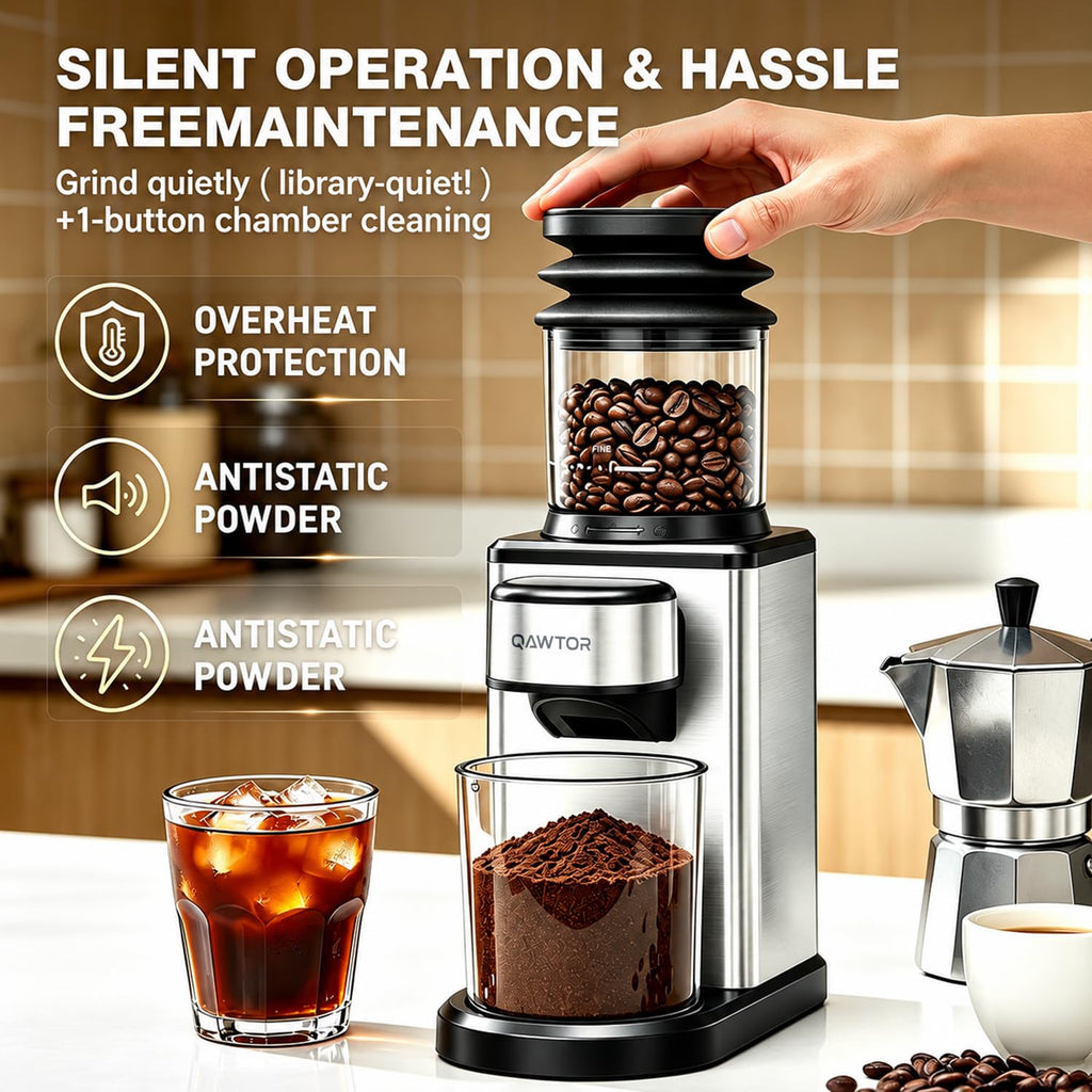 Conical Burr Coffee Bean Grinder, 25 Precise Settings, Anti-Static M335