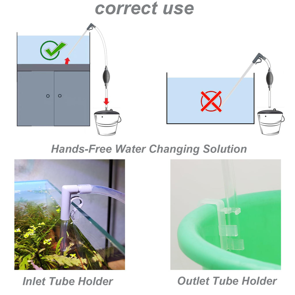 Compact Aquarium Siphon Vacuum and Water Changer Kit with Cleaning Brush Y4179