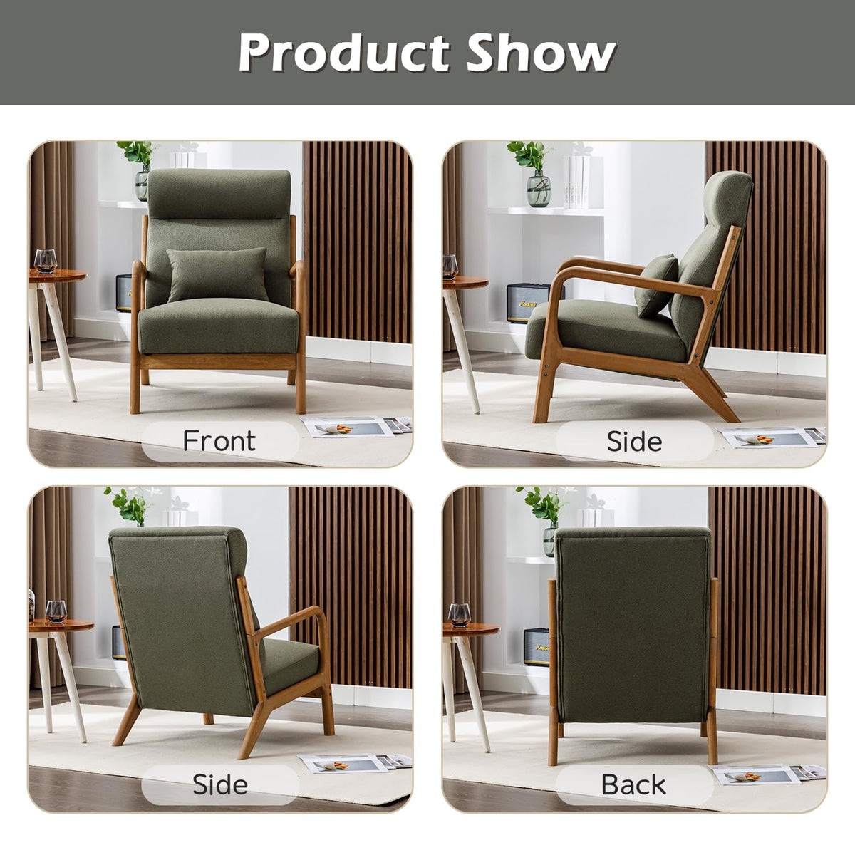 Green Mid Century Modern Accent Chair Set of 2 I882