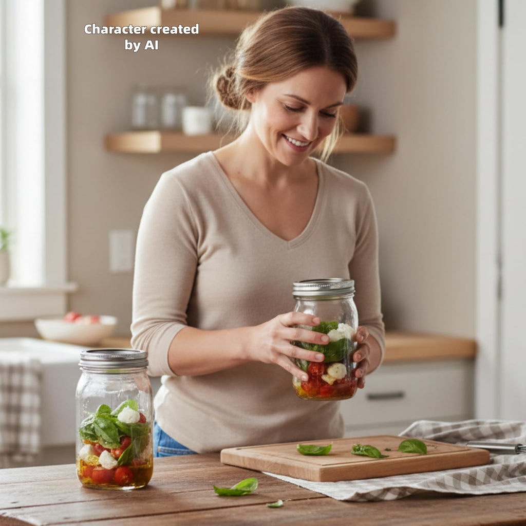 Wide Mouth Mason Jars 32 oz 12Pcs with Airtight Lids Q864