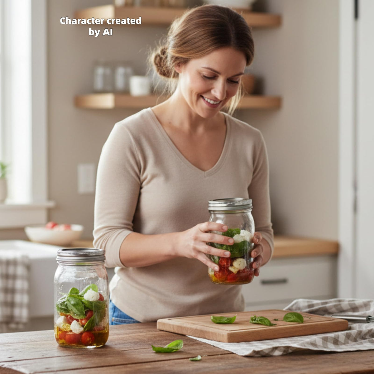 Wide Mouth Mason Jars 32 oz 12Pcs with Airtight Lids Q864