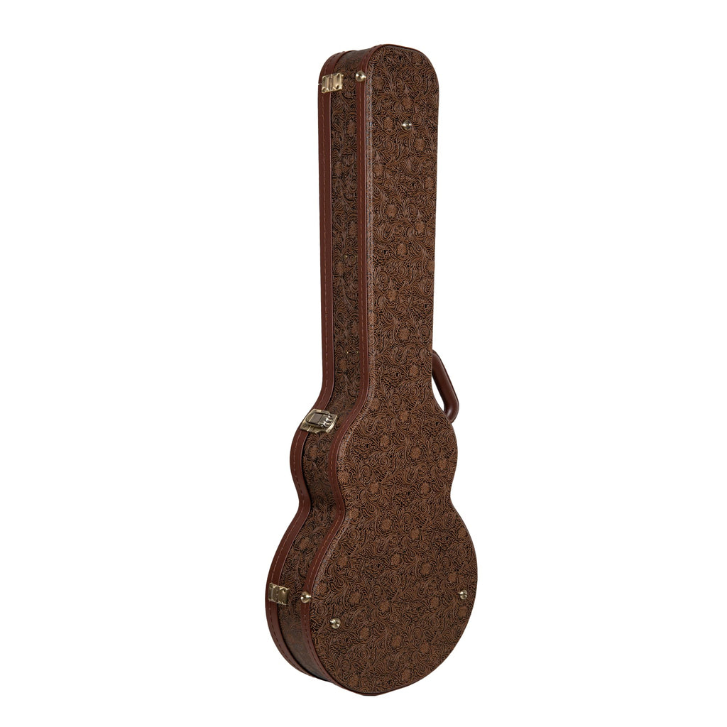 Brown Wooden Guitar Case with Velvet Interior and Lock Y343077