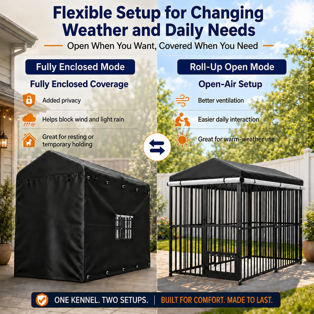 8x4 FT Heavy Duty Outdoor Dog Kennel with Full Cover R91202