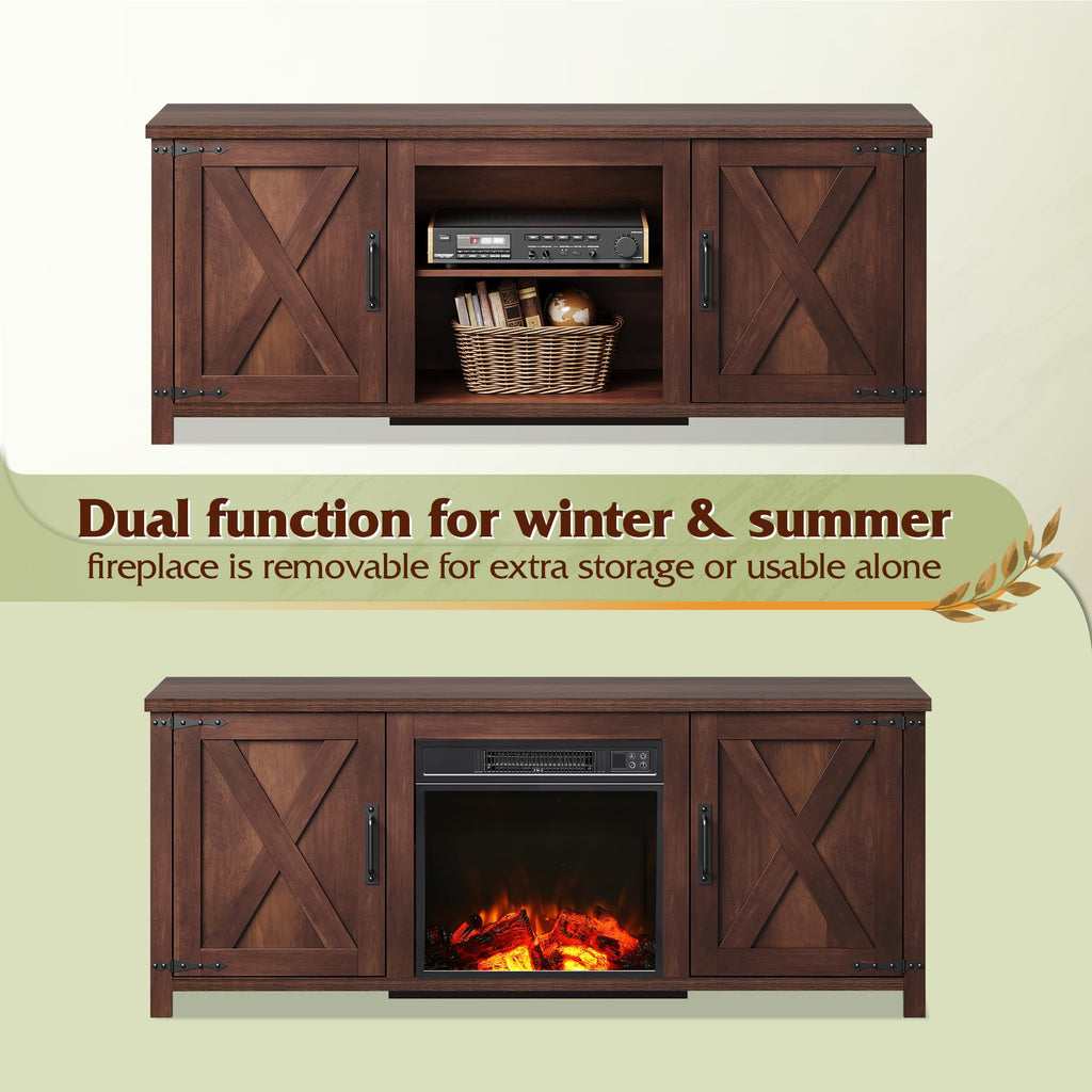 Farmhouse TV Stand Up to 65" Brown J240189