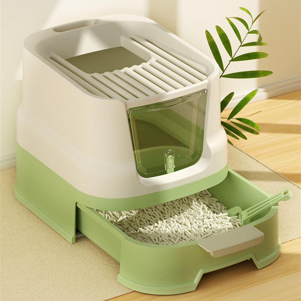 Large Top Entry Cat Litter Box with Lid and Scoop P905