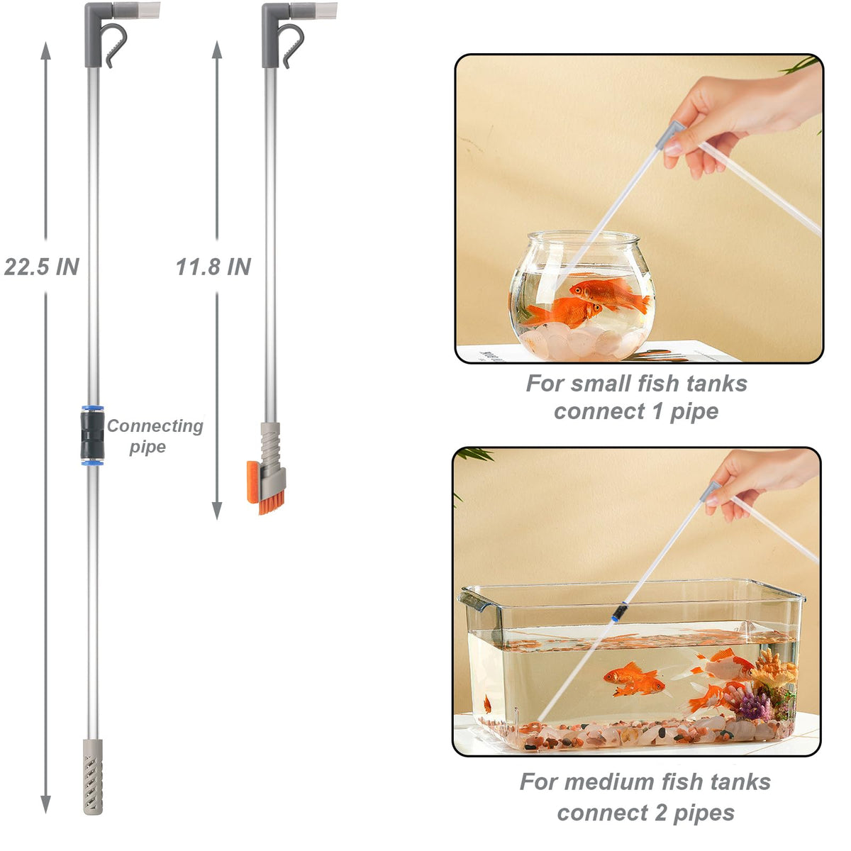 Compact Aquarium Siphon Vacuum and Water Changer Kit with Cleaning Brush Y4179