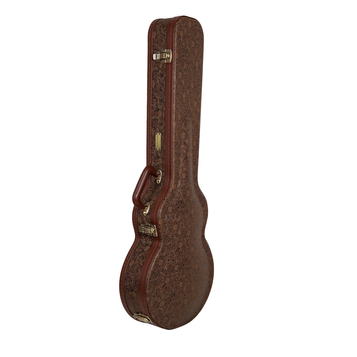 Brown Wooden Guitar Case with Velvet Interior and Lock Y343077