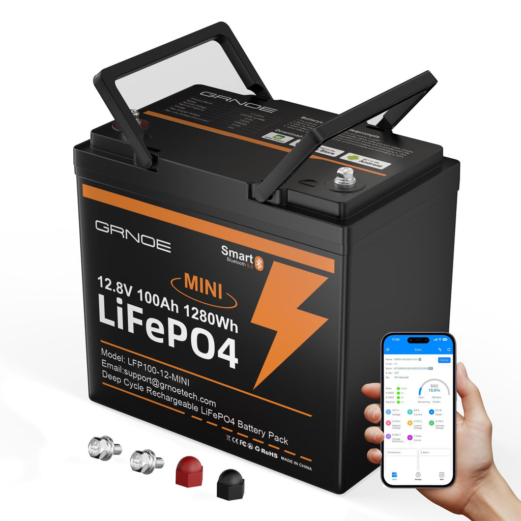 12V 100Ah Mini LiFePO4 Lithium Battery with Bluetooth, Smart BMS V59846