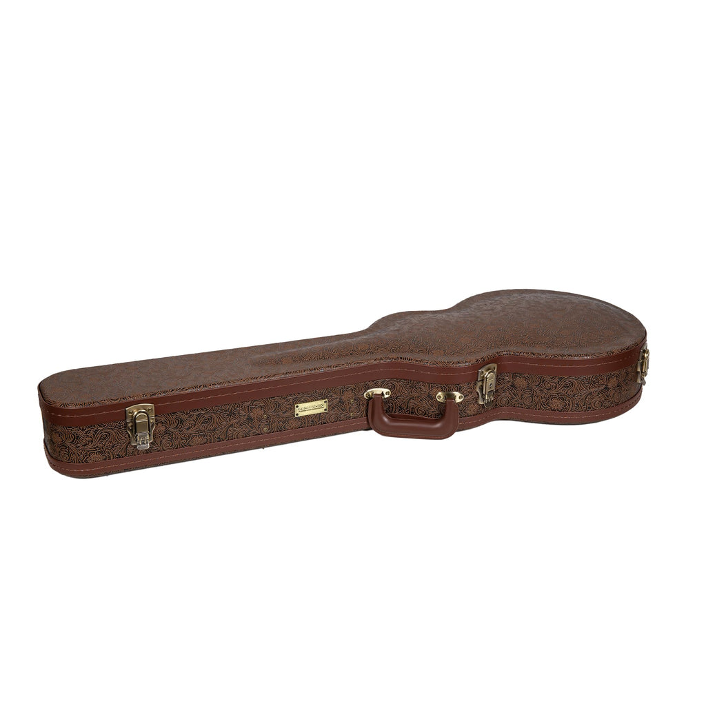 Brown Wooden Guitar Case with Velvet Interior and Lock Y343077