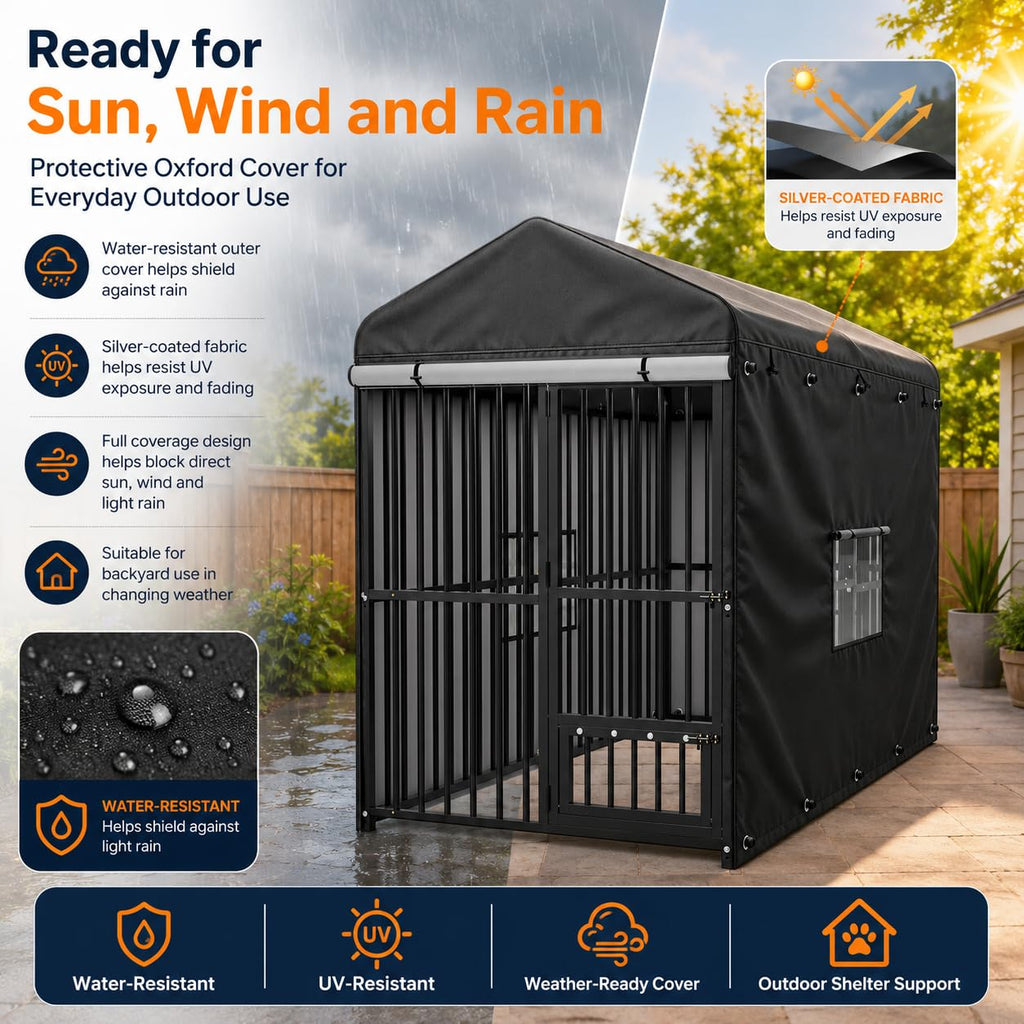 8x4 FT Heavy Duty Outdoor Dog Kennel with Full Cover R91202