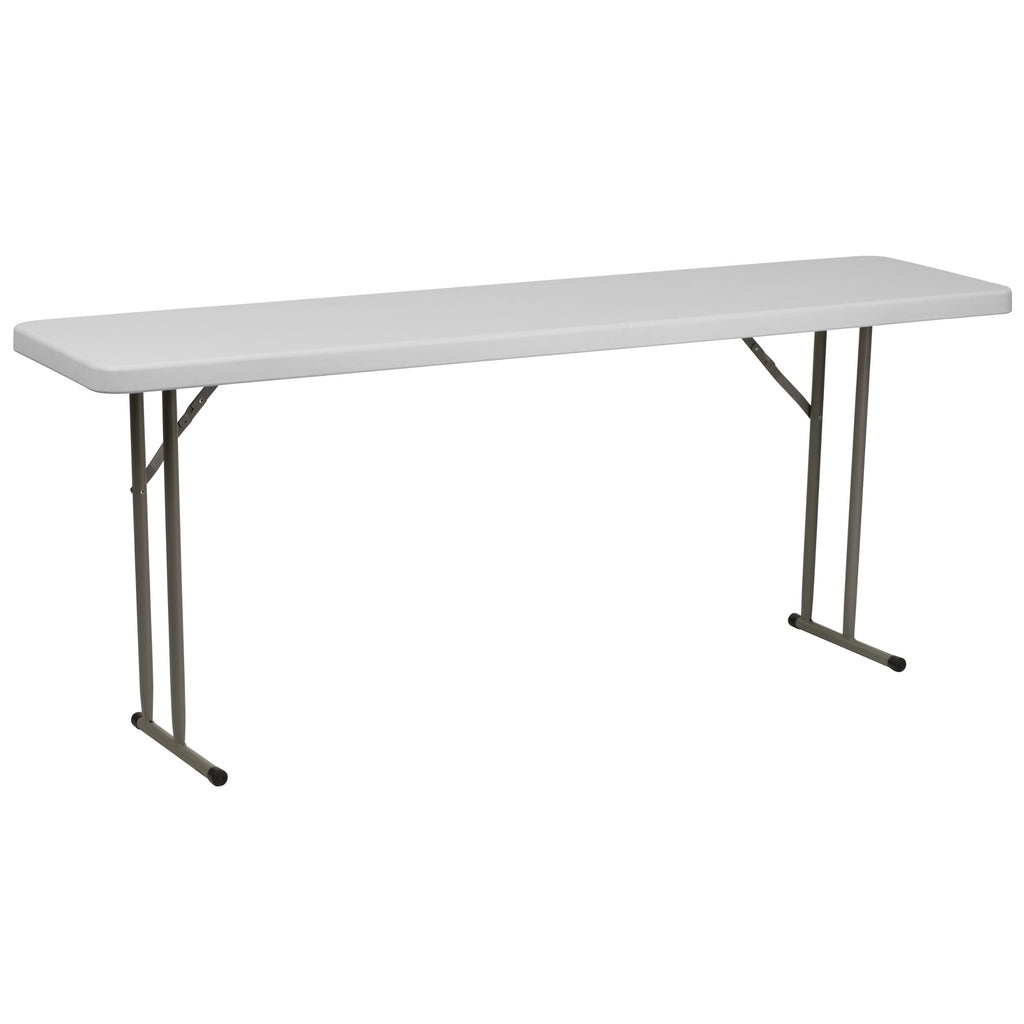 6 Pack 6-Foot Granite White Plastic Folding Training Table I496670