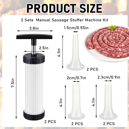 2 Pack Manual Sausage Stuffer Kit with 6 Stuffing Tubes A573378