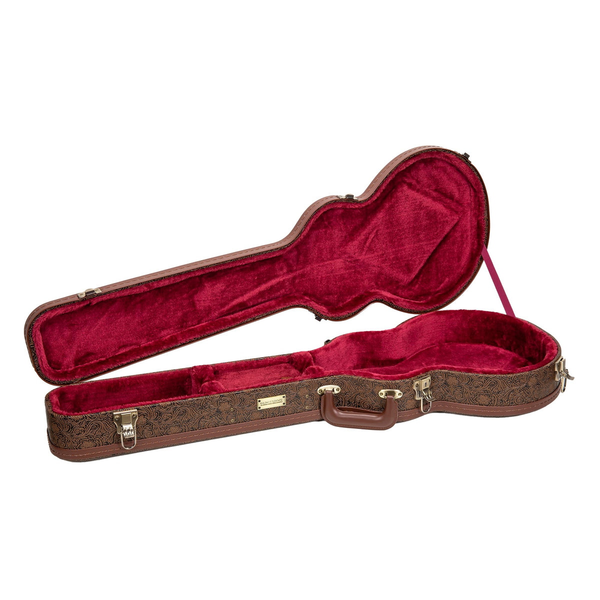 Brown Wooden Guitar Case with Velvet Interior and Lock Y343077