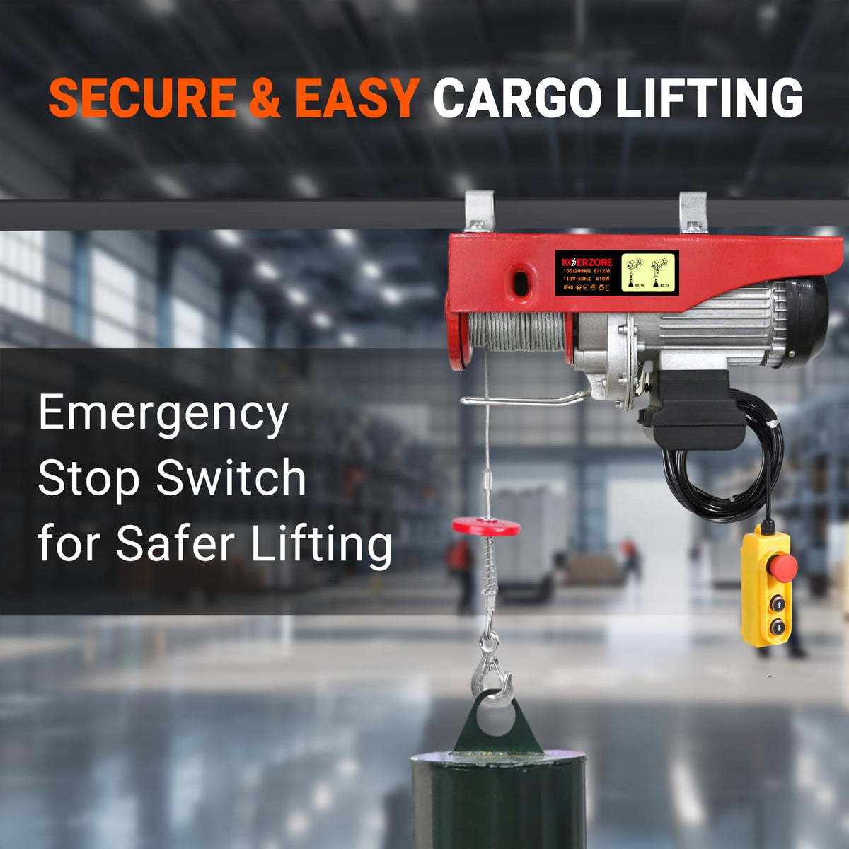 440 Lbs Electric Hoist Winch U6670