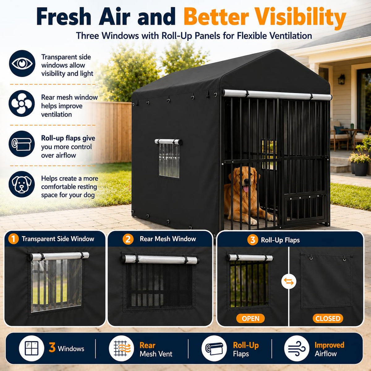 8x4 FT Heavy Duty Outdoor Dog Kennel with Full Cover R91202