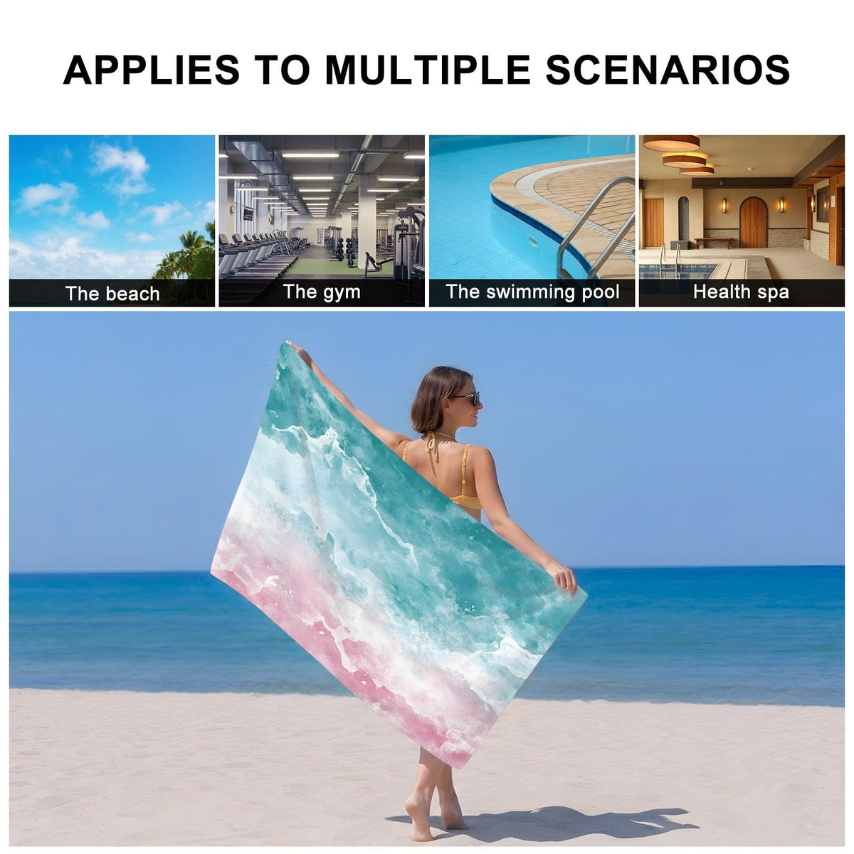 Teal Pink Gradient Cotton Towel Set 3 Pack E199639