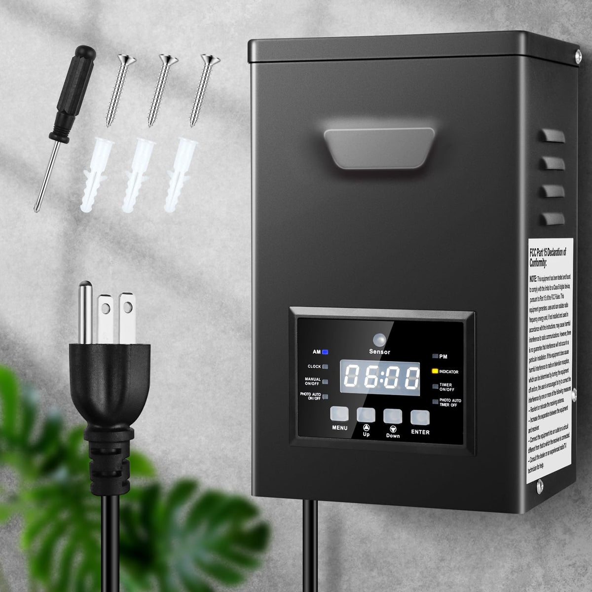 200W Low Voltage Landscape Transformer with Photocell Sensor & Timer J372