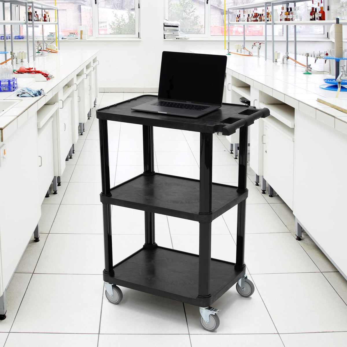 3-Tier Plastic Utility Cart with Lockable Wheels Z161
