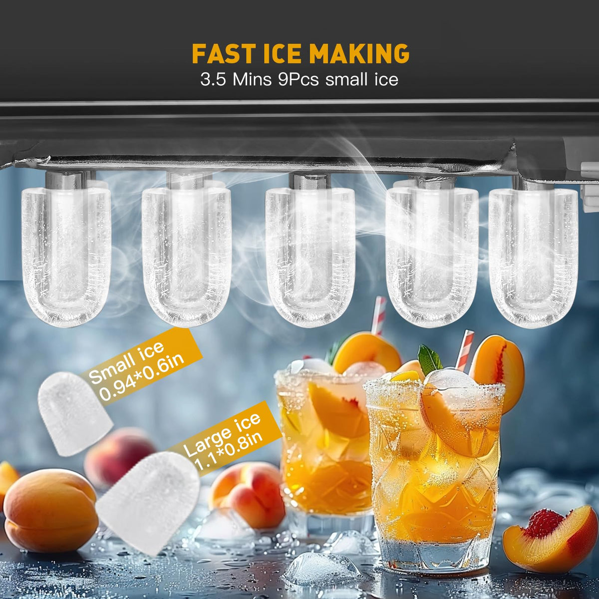 Countertop Ice Maker 38lbs Per Day 9 Ice Cubes in 3.5 Minutes Self-Cleaning Portable Ice Machine 2 Bullet Sizes M41383