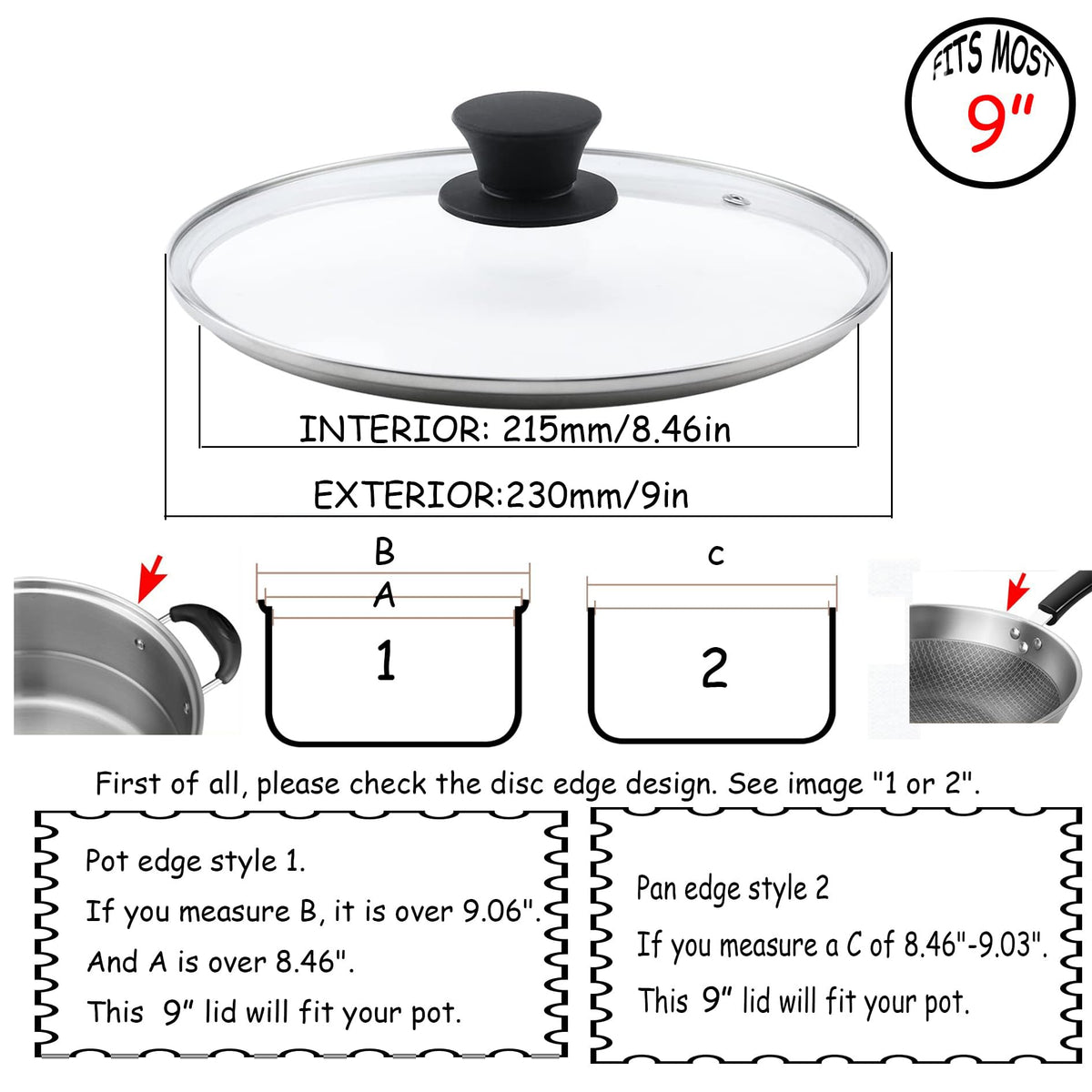 Universal Glass Pot Lid, 9 inch/23cm U38490
