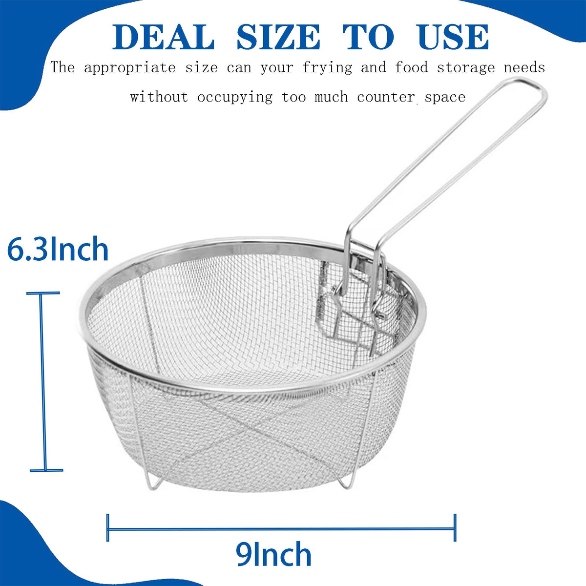 9 Inch Stainless Steel Deep Fry Basket with Handle R839329