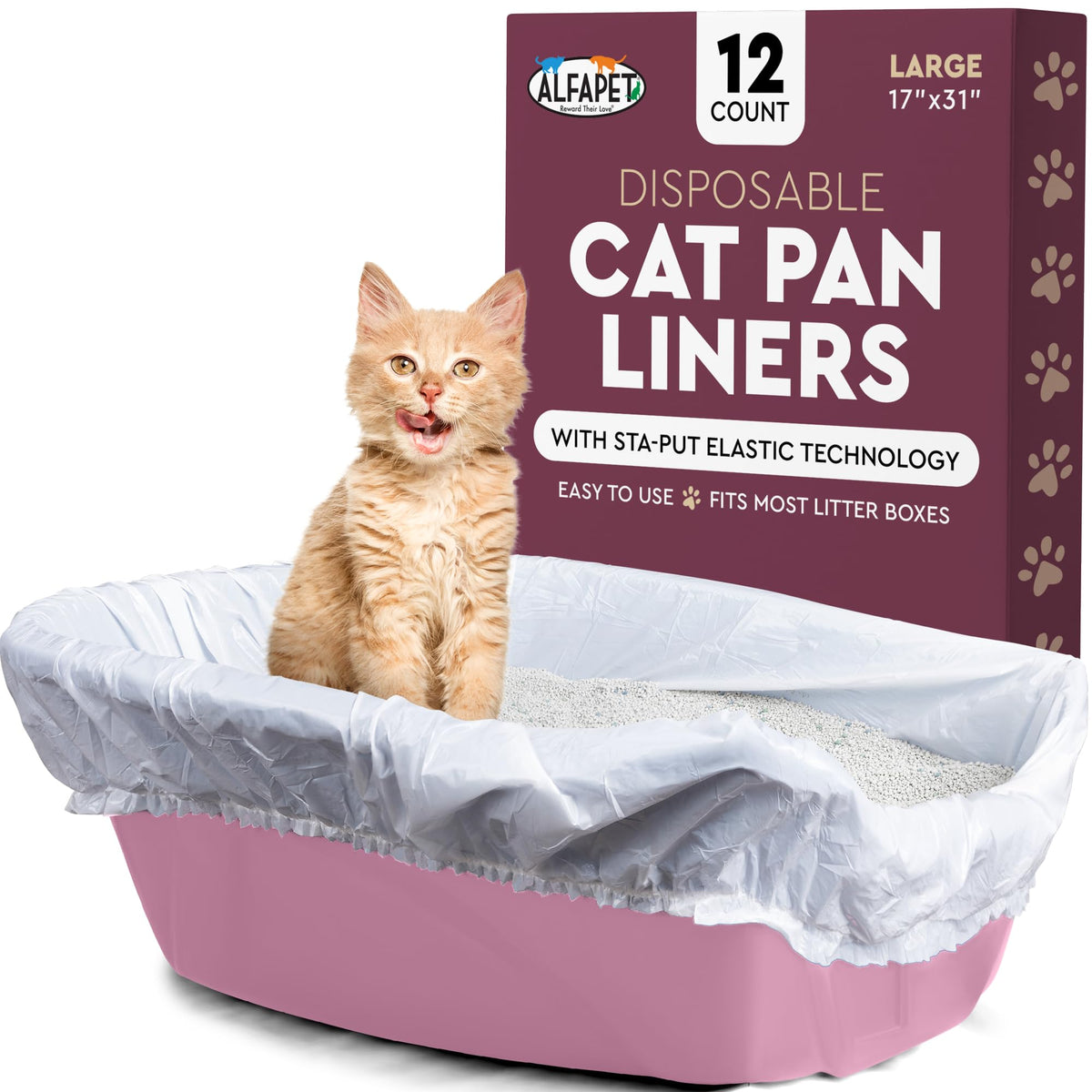 Cat Litter Box Liners Large 12 Count Tear-Resistant Waterproof X7404