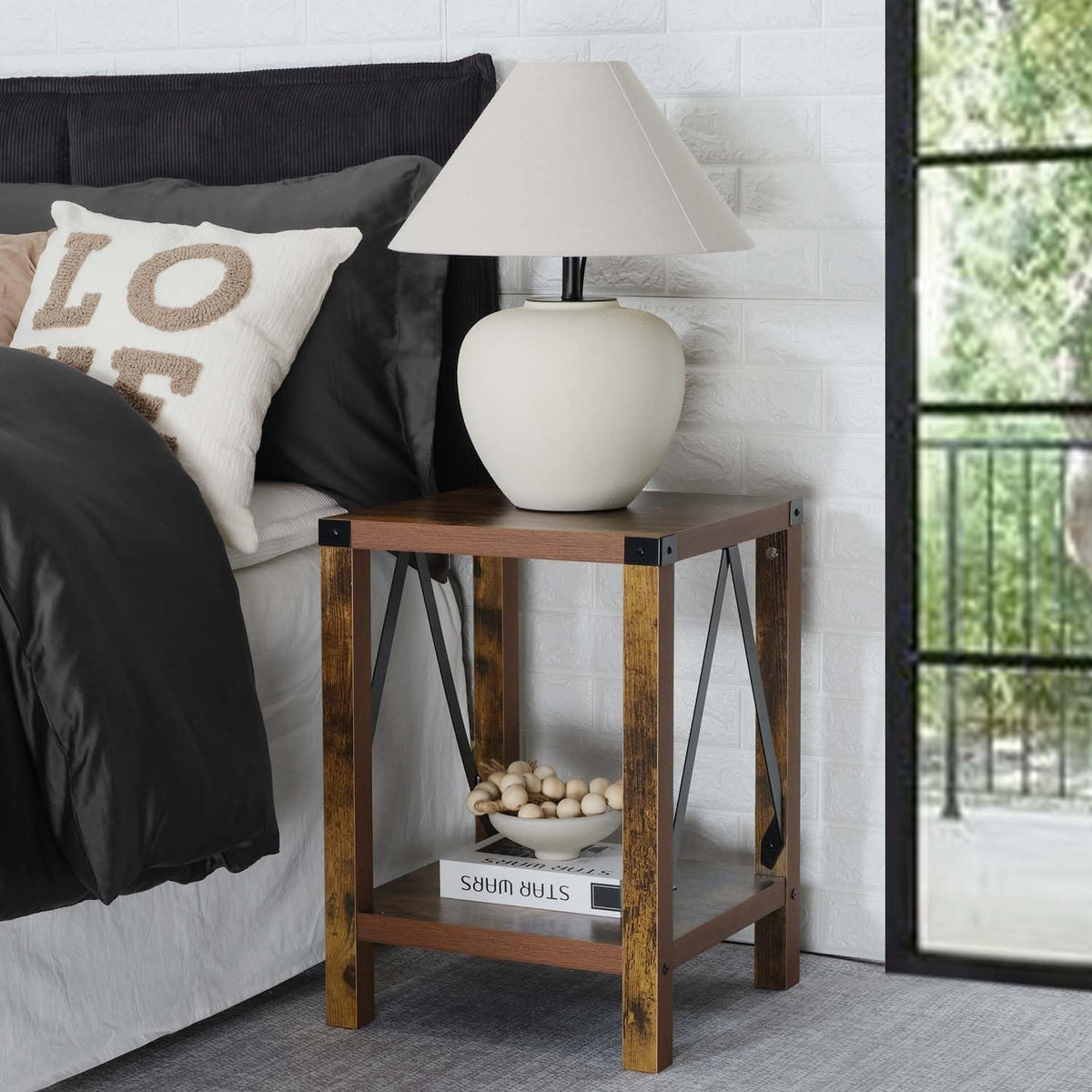 Brown 2-Tier Square End Table I5585