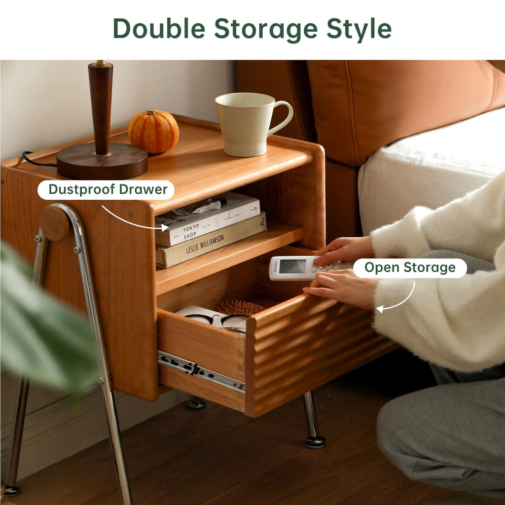 Solid Cherry Wood Nightstand with Drawer B945563