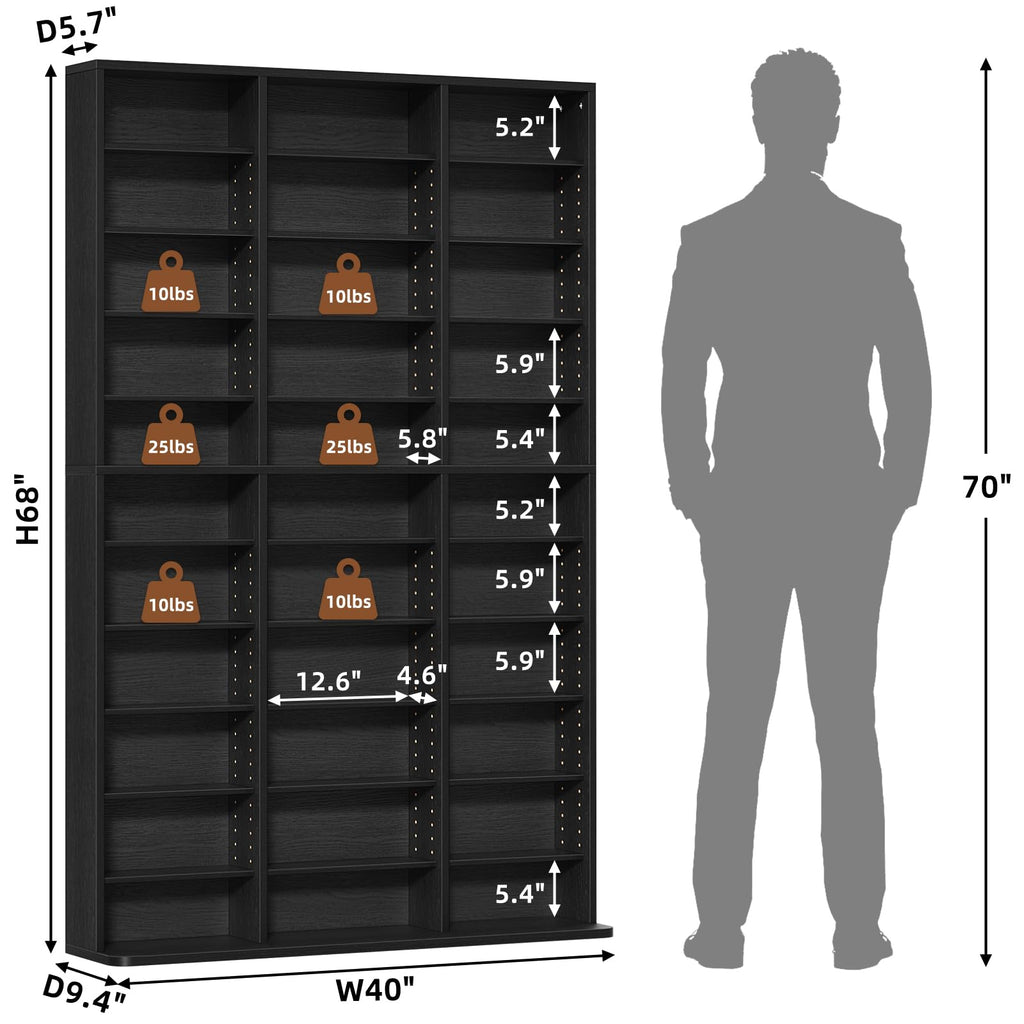 Black 11 Tier Display Cabinet N1690