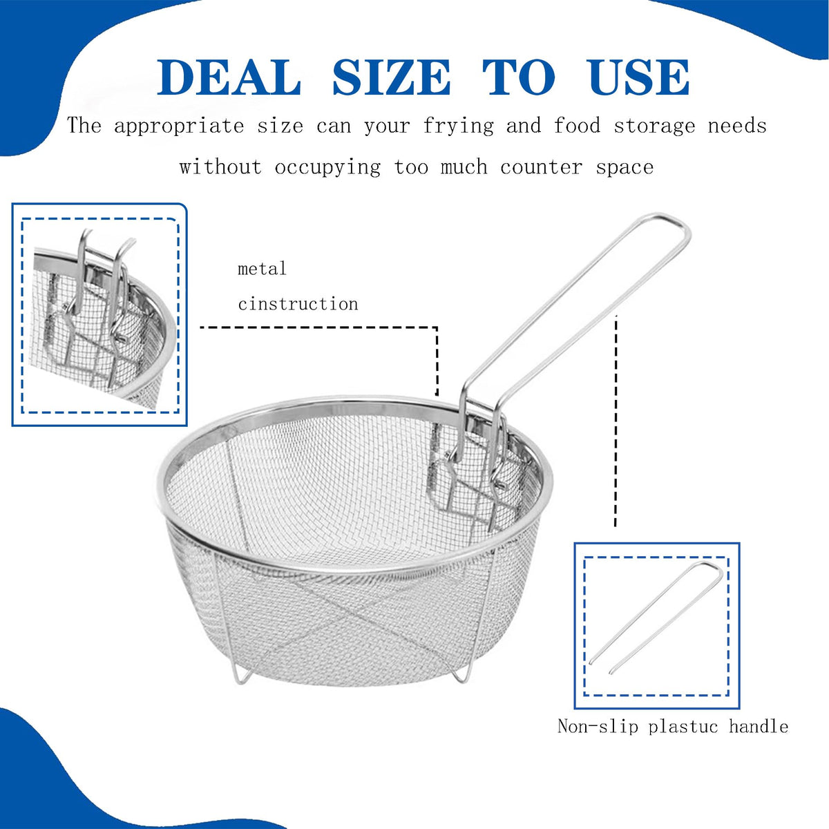 9 Inch Stainless Steel Deep Fry Basket with Handle R839329