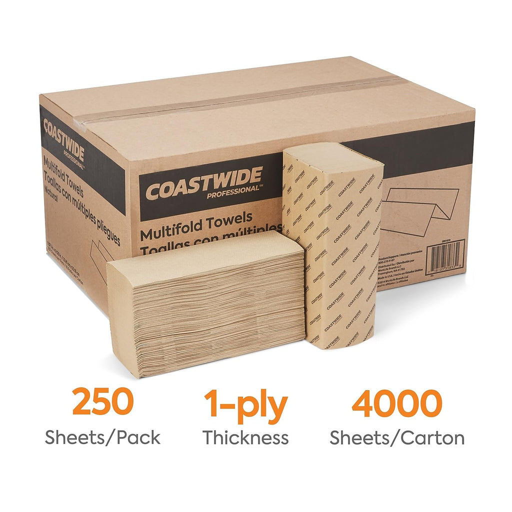 Multifold Paper Towels, 1-ply, 250 Sheets/Pack, 16 Packs/Carton B39464