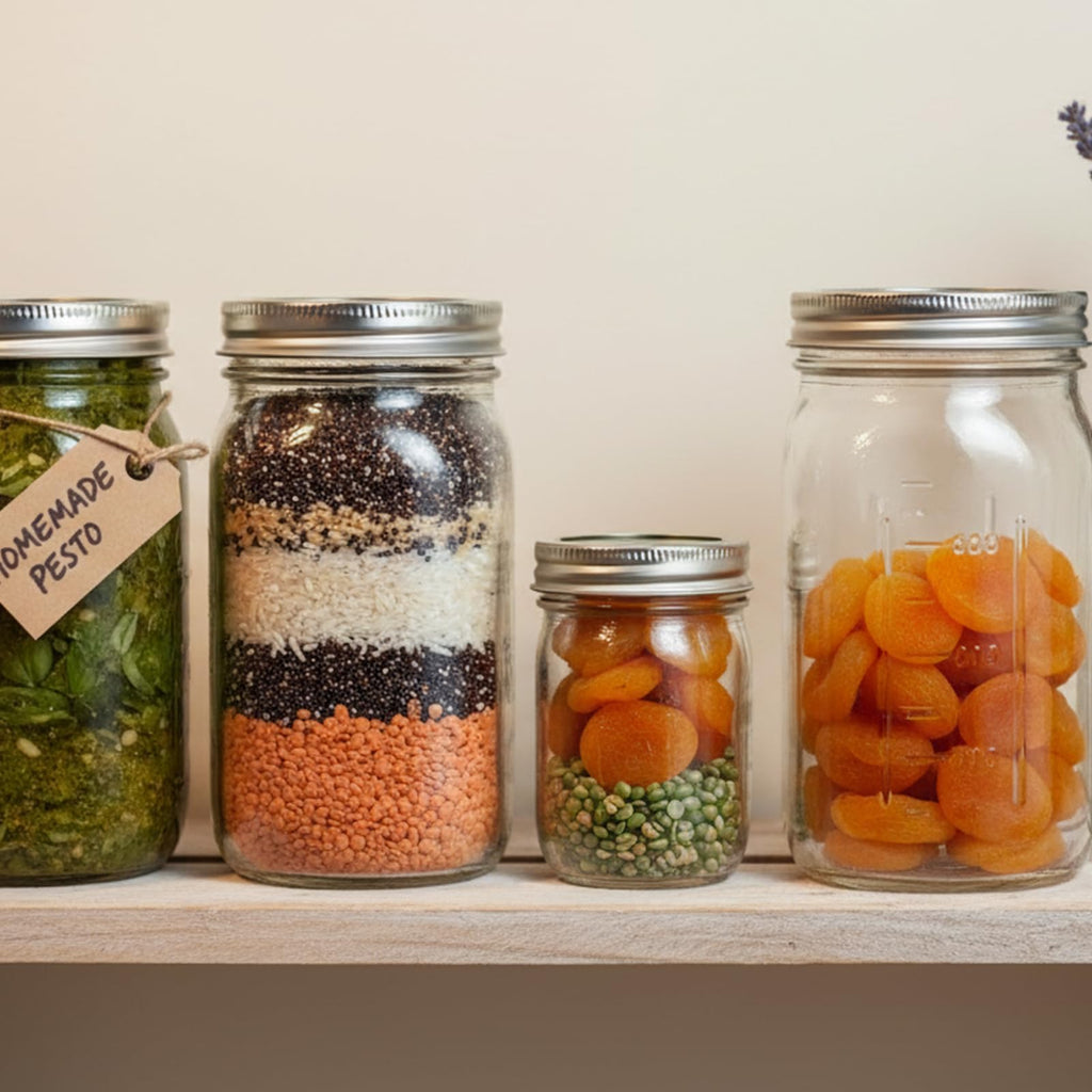 Wide Mouth Mason Jars 32 oz 12Pcs with Airtight Lids Q864