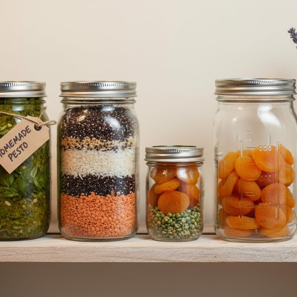 Wide Mouth Mason Jars 32 oz 12Pcs with Airtight Lids Q864